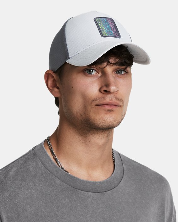 Men's UA Iso-Chill ArmourVent® Trucker Hat in Gray image number 2